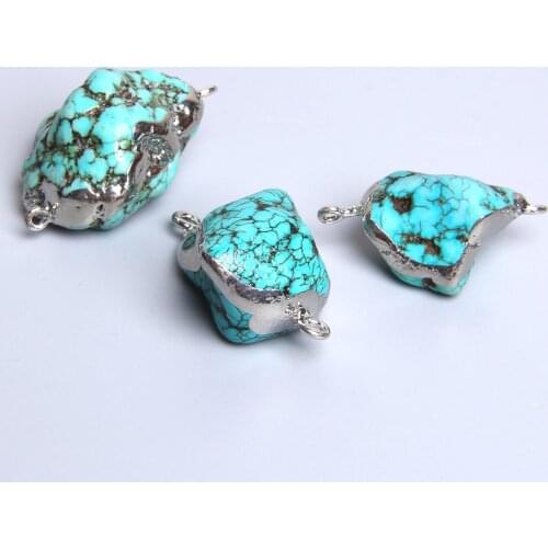 10pcs Natural turquoises connectors pendants irregular natural stone agat druzy pendant blue turquoises for jewelry making gift
