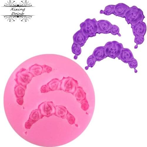 Crescent rose shaped silica gel mold soft candy cake decoration tool Chocolate Candy Mold Technology clay mold