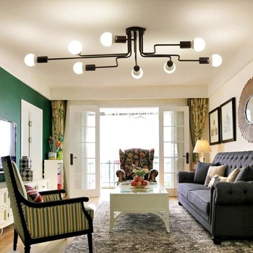 OuXean Ceiling Lamp E27 6/8 Heads Modern Personality Creative Lamp Office Chandelier Simple Lamp Nordic Iron Lamp Room Lamp