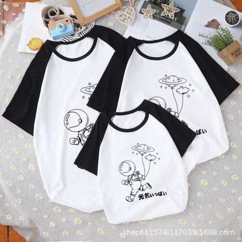 Family Matching Clothes Mother Father Daughter Son Kid Tshirt Family astronaut Printing Clothes Mommy and Me Top