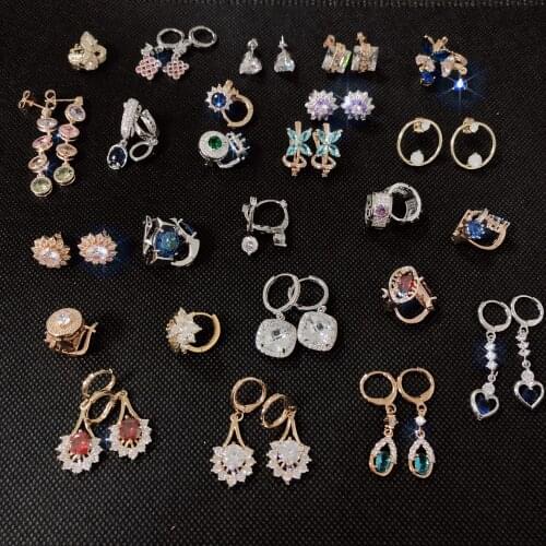 Wholesale Random Style AAA CZ Gold /Silver Color High Quality Hoop Earrings for Women Wedding Party Long Earrings