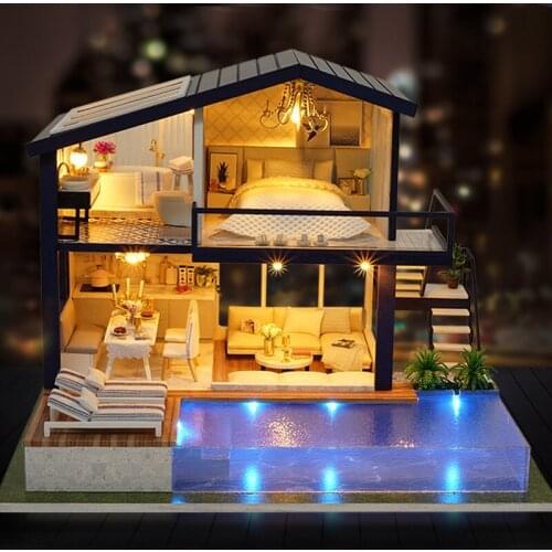 Glow Double-Storey Villa Luxury DIY Music Box Movement Building model toys Christmas Home Room Decorations Gifts for friend