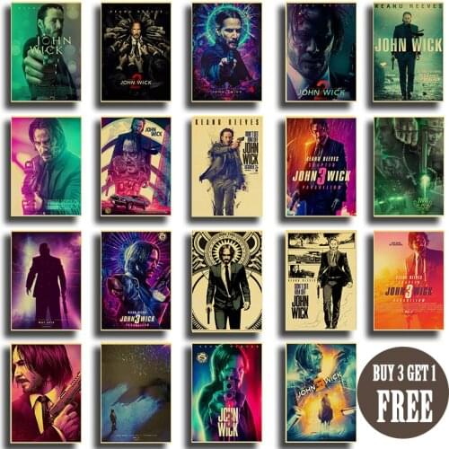 Vinatge Movie Posters John Wick Art Wall Posters Kraft Paper Prints Home Room Decor Wall Picture Fashion Painting