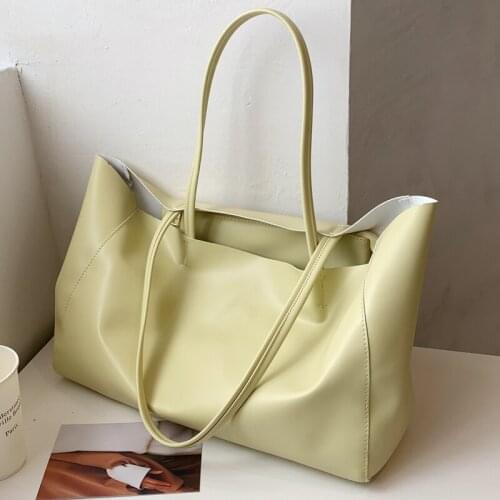 Large Capacity Travel Bag for Women 2021 New Casual Shoulder Bags Solid Soft PU Leather Female Handbags Big Shopping Tote Bags