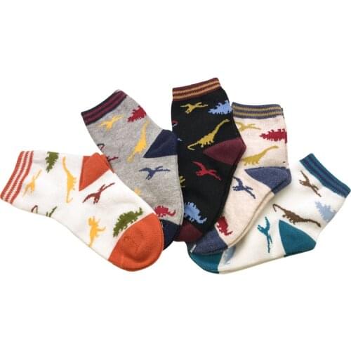 Funny Kids Socks Boys Cartoon Dinosaur Socks Animal Short Baby Boy Socks Cotton Korean Colored Boys Footwear Warm Cute 3-7Y