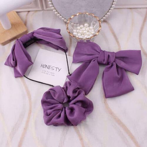 1PC Fashion Satin chiffon Hairpins Hair Clip For Woman Girls Sweet purple Hairband Oversized Barrette Bow Hair Accessories Hot