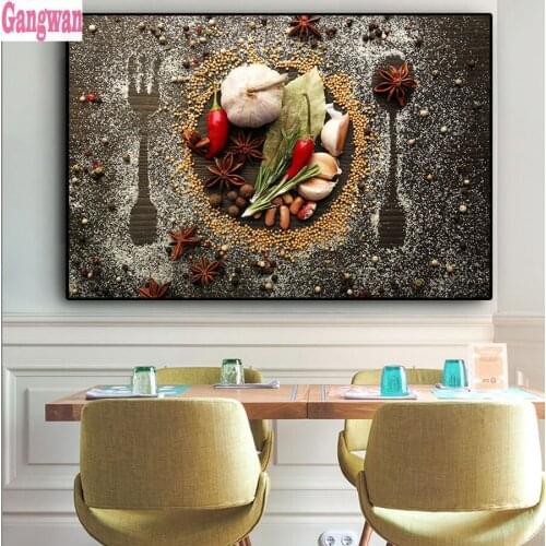 Grains Spices Spoon and Forks Kitchen 5d diy full square/round diamond painting mosaic painting rhinestones painting home decor