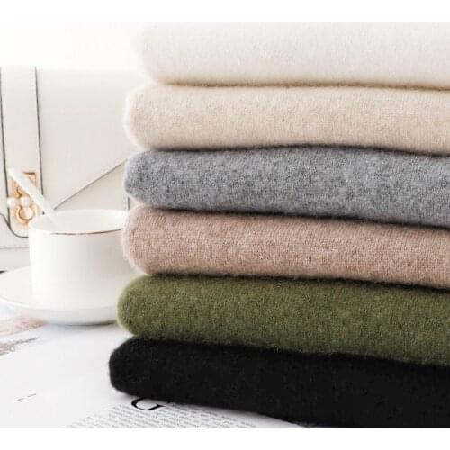 Knitted Pullover Female Luxury Brand Soft Natural Wool Goat Warm Plus Size Solid Color Autumn Winter 100% Cashmere Sweater Women