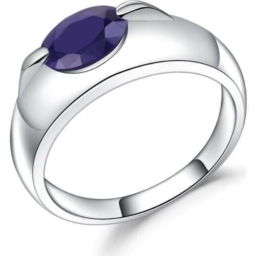 Gems Ballet Halo 1.66Ct Natural Blue Sapphire Promise Wedding Ring 925 Sterling Silver Gemstone Rings For Women Fine Jewelry