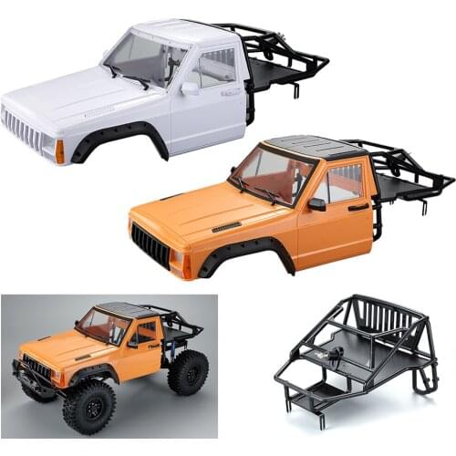 RCTOYFUN 1 Set Hard Plastic Car Shell & Black Nylon Rear Tube Rac For 1/10 RC Car Crawler TRX-4 SCX10 II Redcat GEN 8 Scout II