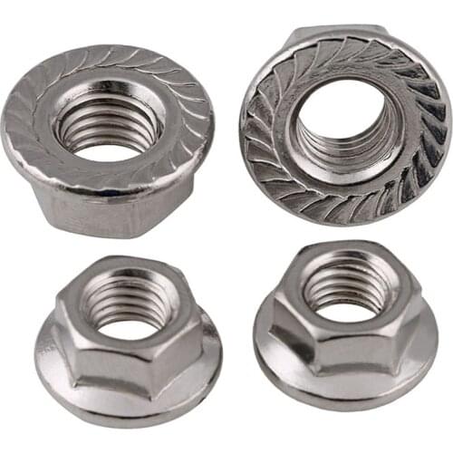 1/2/5Pcs DIN6923 M8 M10 M12 M16 304/316/201 Stainless Steel Hexagon Flange Nuts Pinking Slip Locking Lock Nut