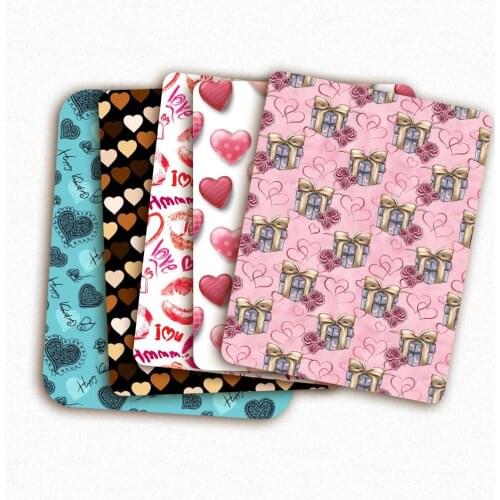 Polyester Cotton Fabrics By The Meter Heart Love Printed Cloth Sheets Dress Making Home Textile DIY Crafts Supplies 45*145cm 1pc