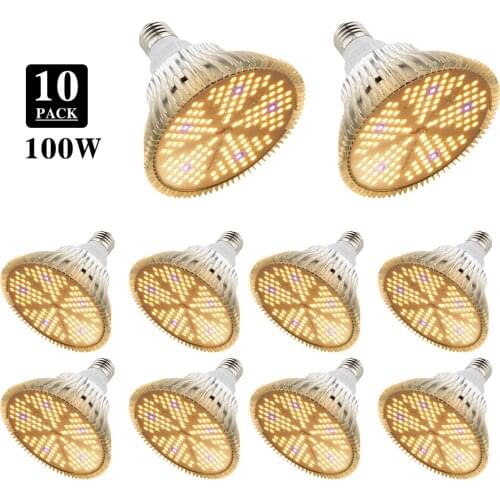 10Pcs E27 100W Full spectrum Led Grow Light 150LEDs Warm White Lamp For Indoor Plants Greenhouse Seeds Flower Growing Tent