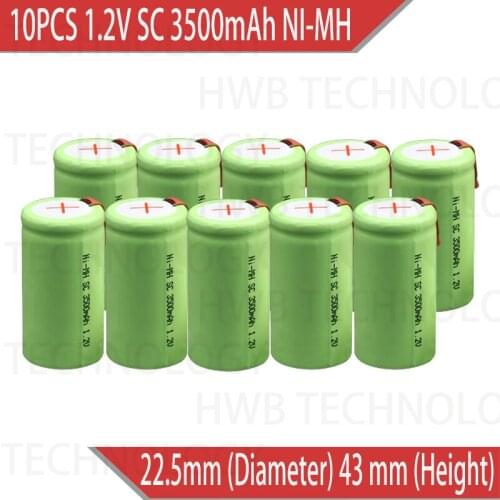 10 Pieces/lot Brand new 1.2V SC 3500mAh ni-mh Rechargeable batteries Electric tools/electric drill screw welding Free Shipping