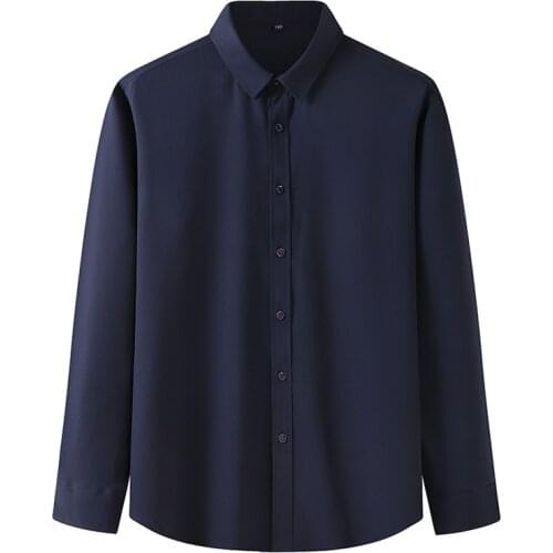 10XL 8XL 7XL Mens Long Sleeve Shirts Plus Size Black White Solid Color Loose Elasticity Casual Business Shirt Spring Autumn