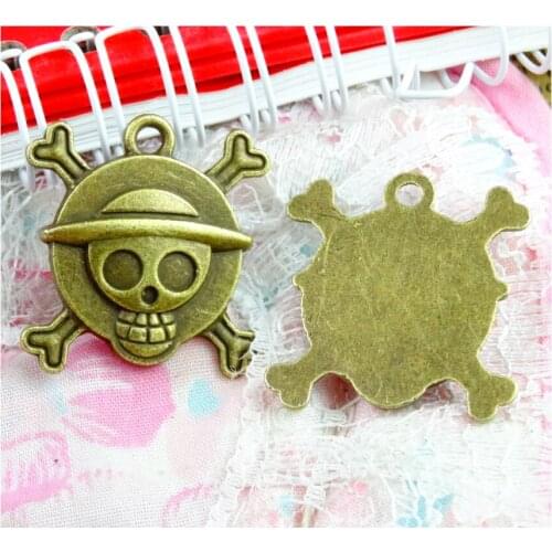 15pcs 27*28MM Antique Bronze Plated Pirate Skull Charm Skull Pirate Charm Pendants DIY Jewelry accessories
