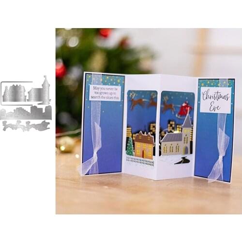 2021 Christmas Deer House Metal Cutting Dies for Scrapbooking Stencil Knife Mould Blade Punch Model Craft Decoration Template