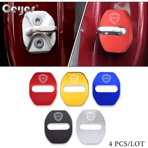 4pcs Door lock Amblems cover Stickers Car Styling Case For Lancia delta ypsilon lybra kappa voyager auto JDM logo Accessories