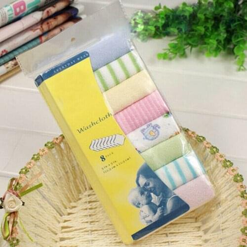 8Pcs Baby Bath Towel Washcloths Bathing Feeding Wipe Cloth Baby Wash Cloth Soft