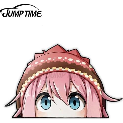 JumpTime 13 x 8.5cm For Nadeshiko Kagamihara Yuru Camp Peek Trunk Car Stickers Computer Waterproof Decal Occlusion Scratch