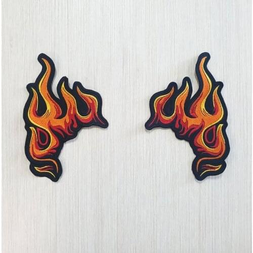Biker flame embroidered patches 2PCs 5.9" clothing sticker punk applique custom DIY motorcyle clothing jacket patches cool item