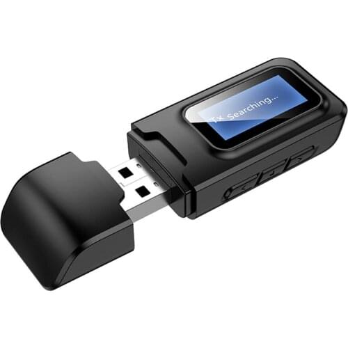 Bluetooth 5.0 Audio Receiver Transmitter LCD Display 3.5mm AUX Jack Stereo USB Dongle Wireless Adapter for Car PC TV s