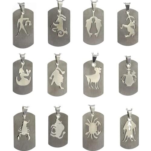 12 Zodiac Sign Constellations Necklaces Pendant Stainless Steel Chain Necklace Taurus Aquarius Aries Chains Friendship Jewelry
