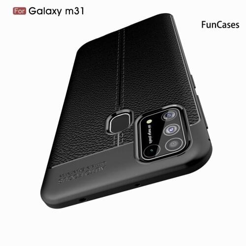 Covers Silicon Case For Samsung M11 Non Slip Lychee Pattern Shell Samsung carcaso M31 M51 Rear Fingerprint M01 M21 Side Case