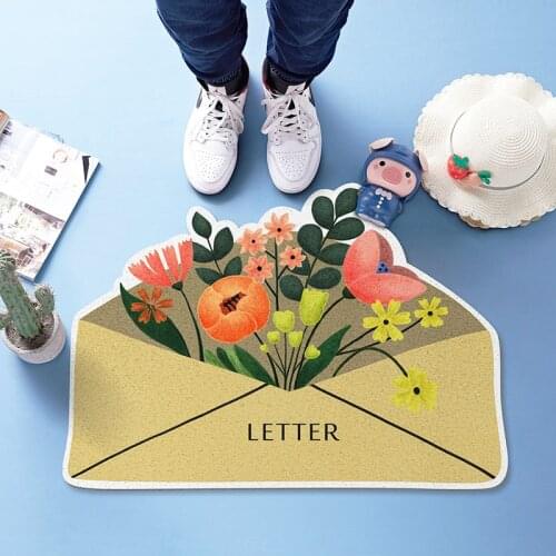 PVC Coil Door Mats Outdoor Durable Waterproof Ant-Slip Bathroom Rugs and Carpets Colorful Plant Printed Hallway Entrance Doormat
