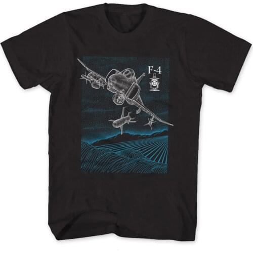 Creative Design F-4 Phantom fighter Line Drawings Printed T-Shirt. Summer Cotton Short Sleeve O-Neck Mens T Shirt New S-3XL