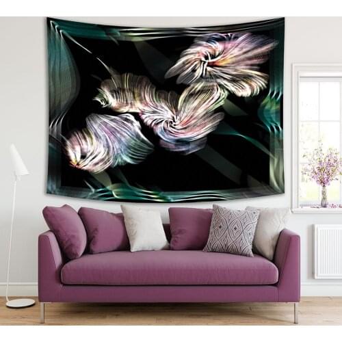 Tapestry Abstract Pattern Becomes Blurred Modern Decorative Art Printed Green Black White