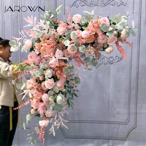 JAROWN Flower Row Centerpiece Flower Ball DIY Wedding Stage Decoration Artificial Flowers Silk Arch Rose Peony Home Party Decor