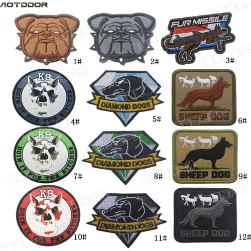K9 Dog Embroidered Patches SHEEP DOG Army Military Decorative Patch Tactical Combat Police Emblem Rubber Embroidered PVC Badges
