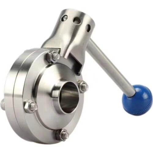 SS304 stainless steel food grade butterfly valve welded butterfly valve multi displacement butterfly valve