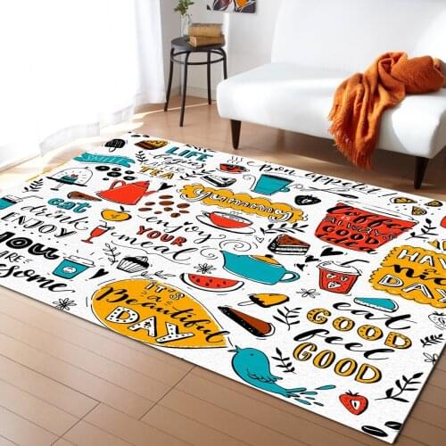 Cafe Doodle Teapot Cup Food Carpets for Bedroom Home Decor Carpets Kawaii Rugs and Carpets for Home Living Room Outdoor Rug
