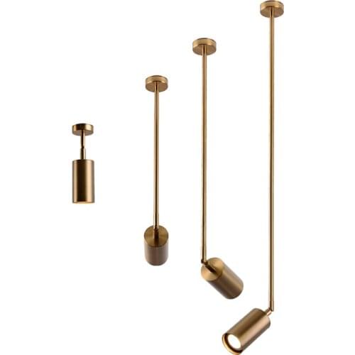 Nordic long pole metal pendant lights bedroom living room aisle led study home clothing store black gold lamps ceiling lighting