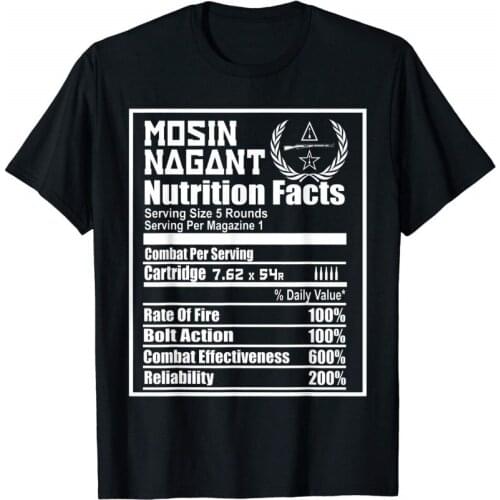 Mosin Nagant Nutrition Facts Summer Fashion Short Sleeve Tees Brand Clothing Men Tops Round Neck Style Shirt Design Website