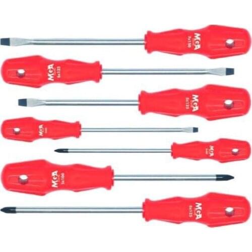 MGA Tools Screwdriver Set 7 Pieces Matt Chrome Plated Magnet Bit Sturdy Unbreakable Flat and Phillips Screwdriver Made in Turkey
