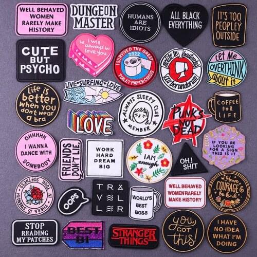 Letter Embroidery Patches On Clothes Punk Applique Iron On Patches For Clothing Stickers Letter Patch Stripes DIY Iron Badge