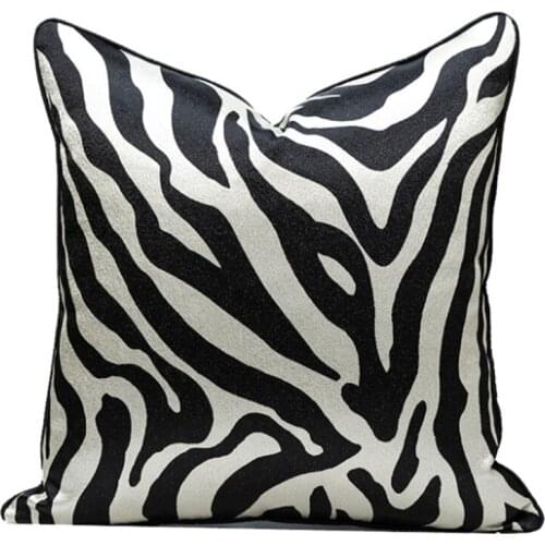 American Simple Style Jacquard Cushion Cover Abstract White and Black Striped Decorative Pillows Home Office Bed Sofa Pillowcase