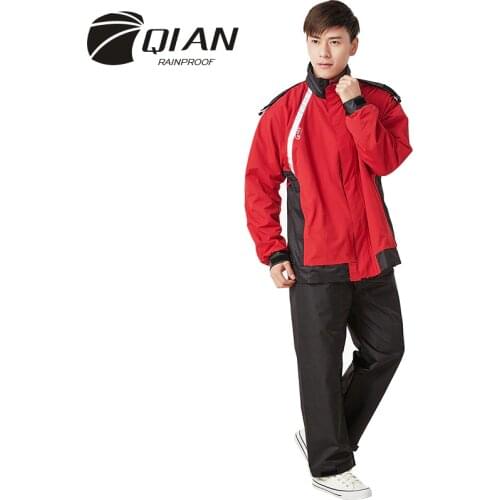 QIAN RAINPROOF Impermeable Raincoat Suit Rain Coat Outdoor Men Hood Motorcycle Raincoat Camping Fishing Women Rain Gear Poncho
