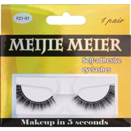 New Natural Self-Adhesive False Eyelashes Soft Light Reusable Handmade Fake Lashes Glue-free No Magnetic & Eyeliner 3 Pairs/Lot