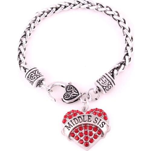 New Arrival antique sliver plated MIDDLE SIS charm bracelet