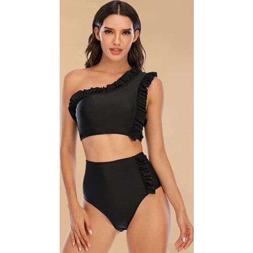 New Maillot De Bain Femme Bañadores Mujer 2021 Sexy One Shoulder Swimwear High Waist Bikini Set Bathing Suits Beach Wear Biquini