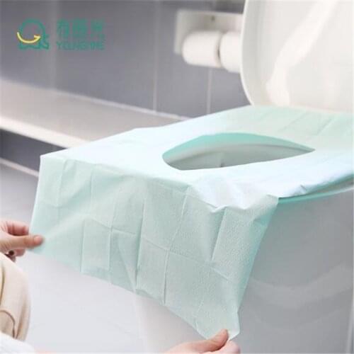10pcs/lot Disposable Paper Toilet Seat Cover Protector Camping Travel Hygienic Toilet Mat Pad Cushion Bathroom Supplies Set