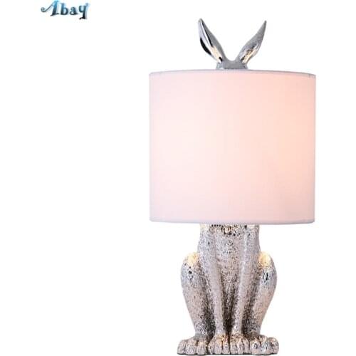 Resin Rabbit Table Lamps Bedroom Living Room Coffee Shop Learning Childrens Room Bedside Lamp Home Decoration Table Lights LED
