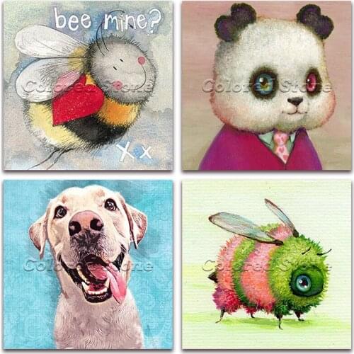 5D Full Square Diamond painting embroidery Cross stitch Animals colorful bee panda dog 3D DIY Round Drill Drawing mosaic 164