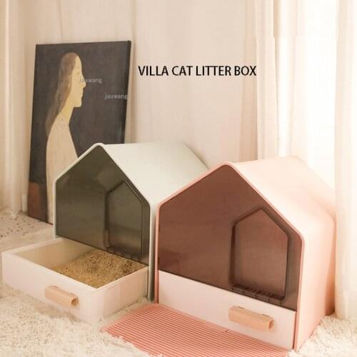 Fully Enclosed Cats Litter Box Drawer Type House Shape Cat Toilet Kitty Anti-splashing Poop Tray Anti-sand Pet Bedpan Supplies