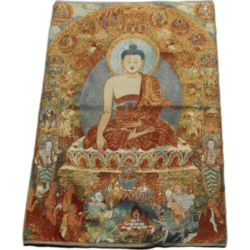 Collect Nepal Thangka silk Buddha, Tibetan Buddha Thangka Tang Sakyamuni Buddha statue embroidery