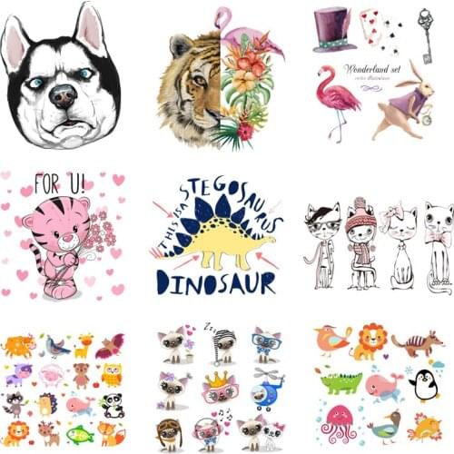 Iron-on Transfers for Clothing Patches for Clothes Animals Stickers Diy Flamingo Patch Fusible Transfer Vinyl Adhesive Stripe A